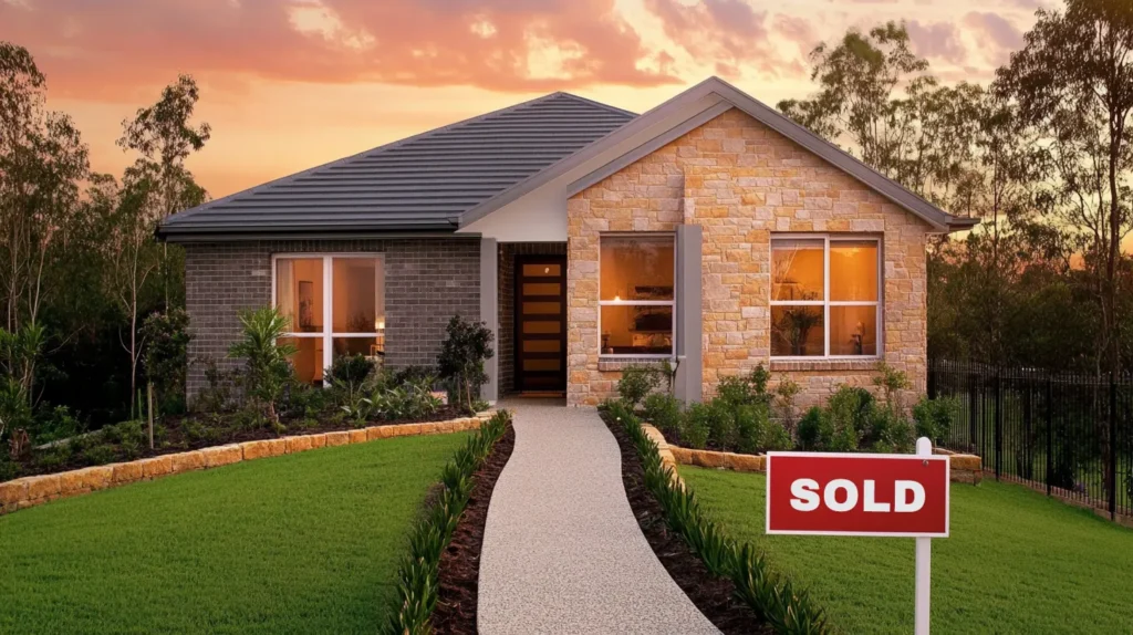 A photo of a home with a well-manicured lawn and a "sold" sign in the yard. Tyler Capital Group is dedicated to streamlined efficiency when purchasing homes.